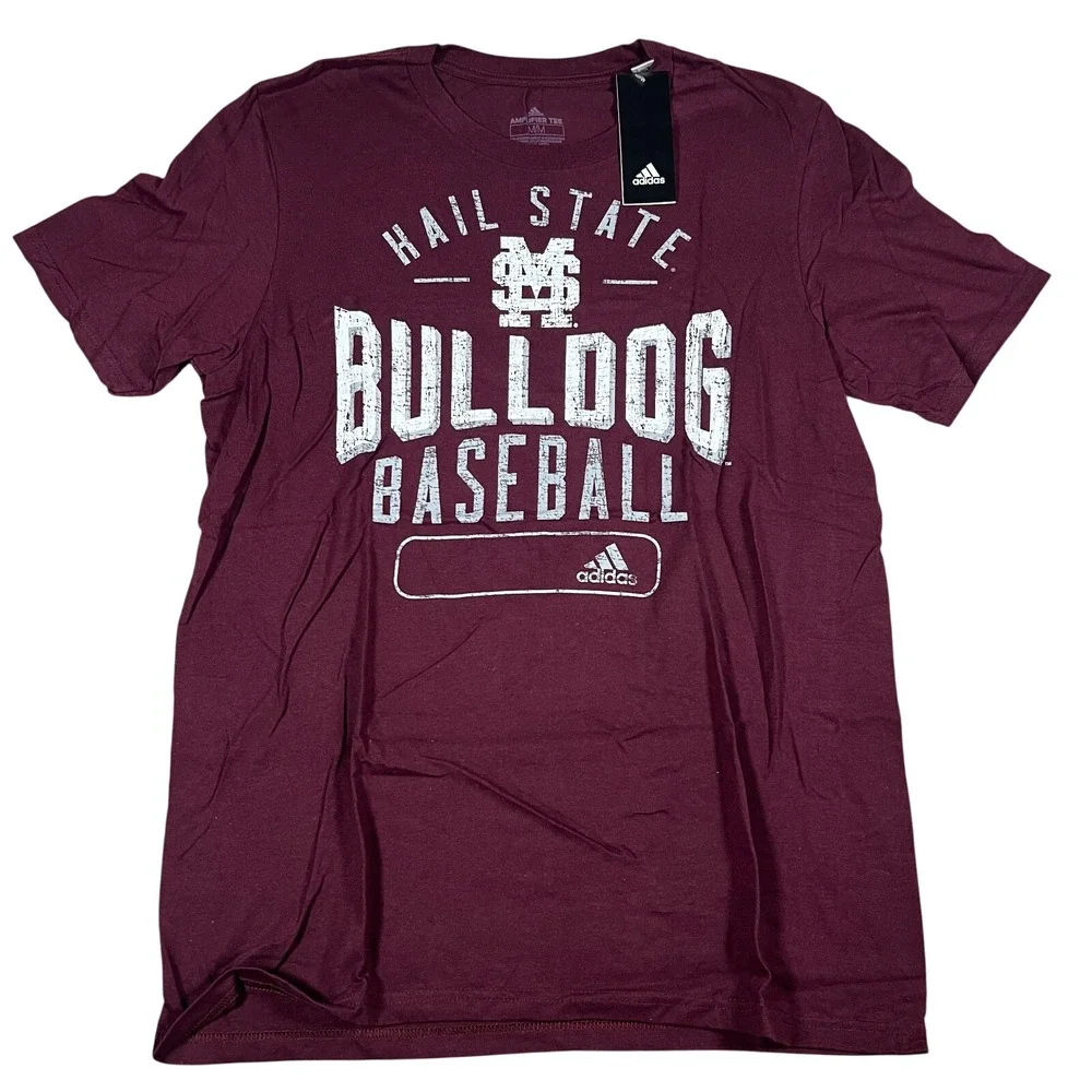 Adidas Mississippi State Bulldogs Baseball Amplifier Tee Maroon Mens Medium NEW